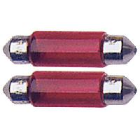 Ampoules Wedgebase - Veilleuses 2 Ampoules Navettes - 12V 10W - T11x35 - Rouge - C5W