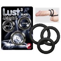 Anneaux et cockrings 3 anneaux de penis noir 3 tailles differentes 2.6cm 3cm et 3.5cm