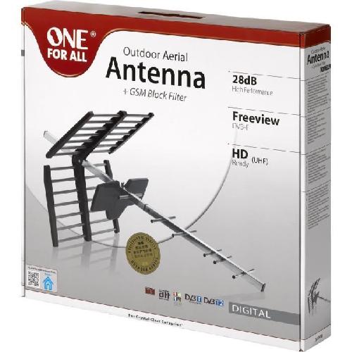 Antenne (hors Parabole) Antenne TV Extérieure Aerial amplifiée ONE FOR ALL filtre 5G. assemblage simple en 3 étapes