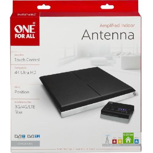 Antenne (hors Parabole) Antenne TV Interieure ONE FOR ALL SV9395 Full HD 3D Line amplifiee. filtre 5G. reception 360o. possibilite de la positionner au mur
