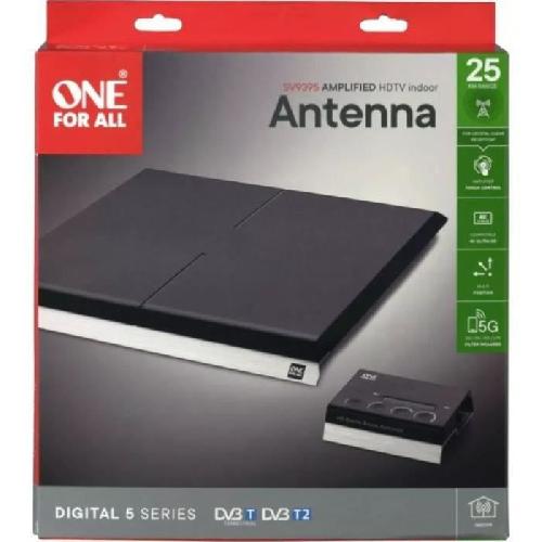 Antenne (hors Parabole) Antenne TV Interieure ONE FOR ALL SV9395 Full HD 3D Line amplifiee. filtre 5G. reception 360o. possibilite de la positionner au mur