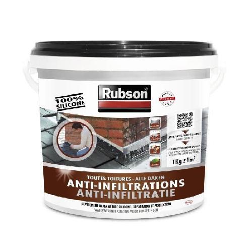 Peinture - Vernis - Traitement (lasure - Effets Decoratifs) Anti-infiltrations - RUBSON - Noir 1kg - Revetement impermeable - 100 Silicone - Resiste aux UV