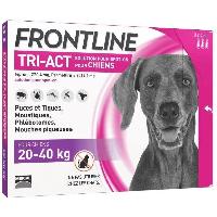 Antiparasitaire - Pipette - Lotion - Collier - Pince - Spray -shampoing - Crochet Tique FRONTLINE 3 pipettes Tri-Act pour chien de 20 a 40 kg