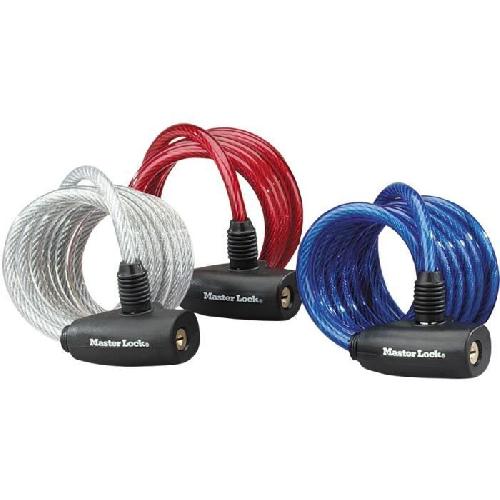 Accessoires Gyropode - Hoverboard Antivol câble Masterlock - 8127EURDPRO - 1.8m x 8mm - Acier torsadé - Bleu