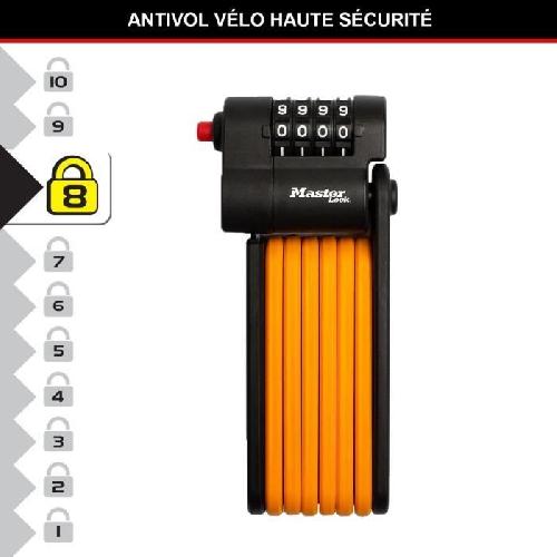 Antivol Antivol Vélo a Code - MASTER LOCK - 8336EURDPRO - Acier Trempé. Combinaison Programmable. Support Inclus