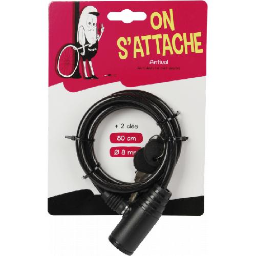 Antivol Antivol Velo cable spirale a cles 80 cm X 8 mm - Raymond