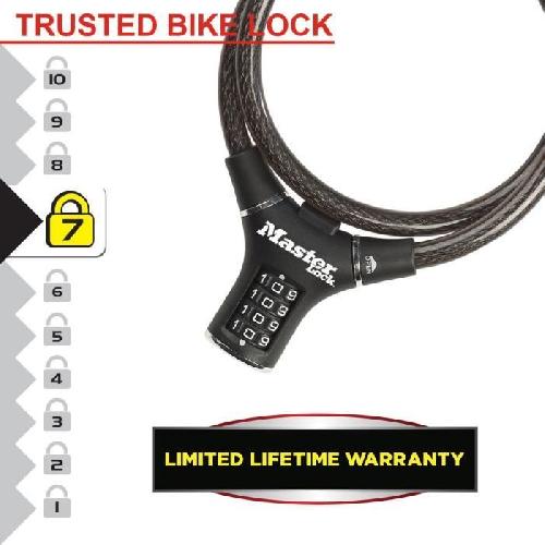 Antivol Antivol Vélo - MASTER LOCK - 8229EURDPRO - 90 cm de câble - Noir - Acier torsadé