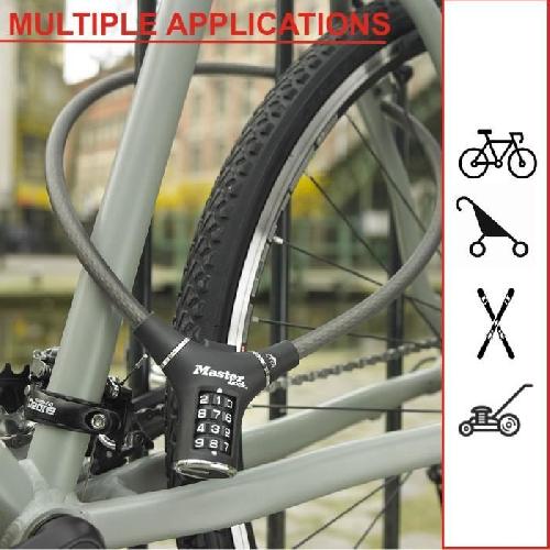 Antivol Antivol Vélo - MASTER LOCK - 8229EURDPRO - 90 cm de câble - Noir - Acier torsadé