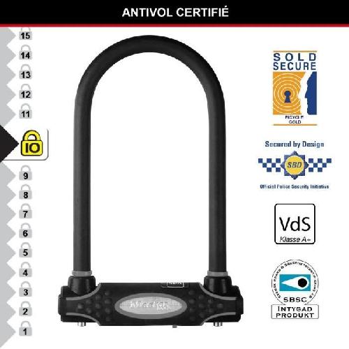 Antivol Antivol Vélo U - MASTER LOCK - 8195EURDPROCOLWR - Acier Cémenté. Clé. Rouge