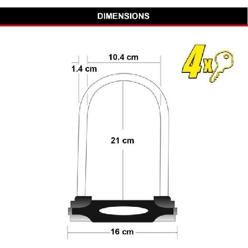 Antivol Antivol Vélo U - MASTER LOCK - 8279EURDPRO - Acier Cémenté. Clé. Certifié