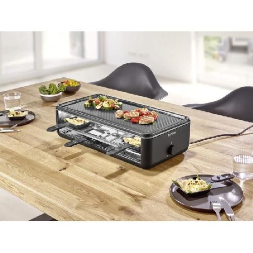 Appareil A Raclette Appareil a raclette - SEVERIN - RG2365 - 8 personnes - Plaque de cuisson céramique 48 x 24 cm - Gril raclette 1300 W - Noir