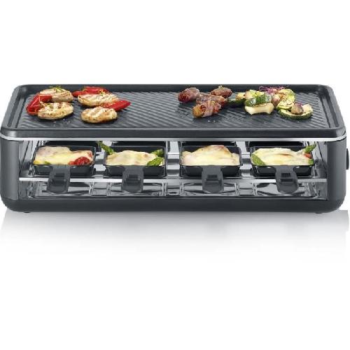 Appareil A Raclette Appareil a raclette - SEVERIN - RG2365 - 8 personnes - Plaque de cuisson céramique 48 x 24 cm - Gril raclette 1300 W - Noir