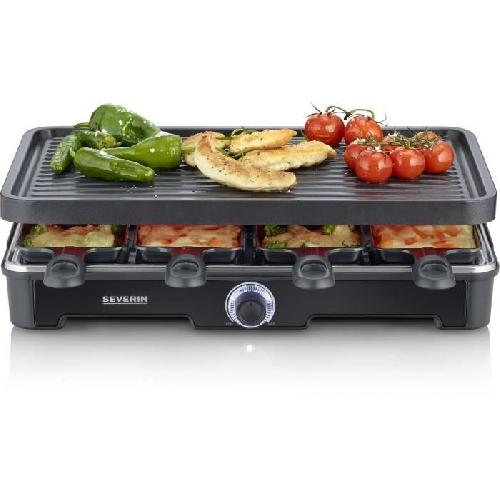 Appareil A Raclette Appareil a raclette - SEVERIN - RG9670 - 8 personnes - Grande plaque de cuisson antiadhésive  41.7 x 26.3 cm - 1400 W - Noir