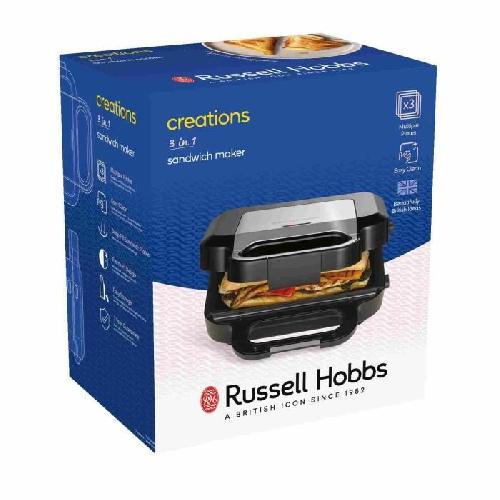 Croque Monsieur Appareil a sandwich 3 en 1 - Russell Hobbs 26810-56 - 750 W - 3 plaques amovibles - Noir mat / Acier