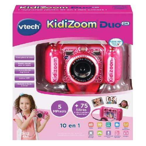 Appareil Photo Enfant Appareil photo enfant - VTECH - Kidizoom Duo DX Rose - 75 filtres dynamiques - 5 jeux en réalité augmentée