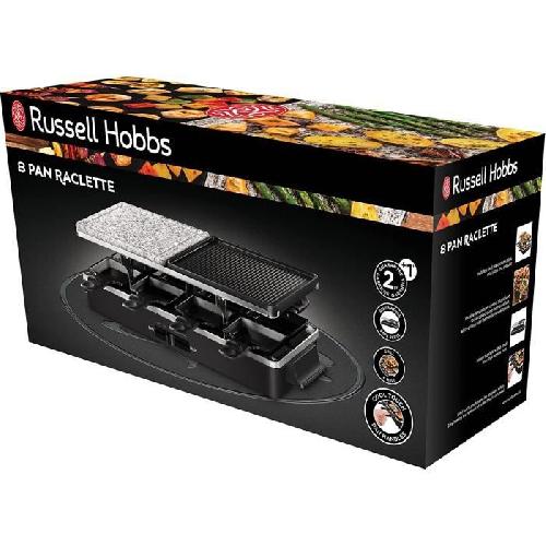 Appareil A Raclette Appareil Raclette Russell Hobbs - 26280-56 - Multifonction 3 en 1 - 8 Personnes - 1400W - Pierre de Cuisson - Grill Réversible