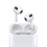 Casque - Ecouteur Filaire - Oreillette Bluetooth - Kit Pieton Telephone Apple AirPods (3e génération) avec Boîtier de charge Lightning - Blanc