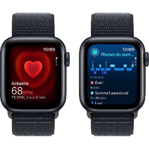 Montre Bluetooth - Montre Connectee - Montre Intelligente Apple Watch SE GPS - 40mm - Boitier Midnight Aluminium - Bracelet Midnight Sport Loop