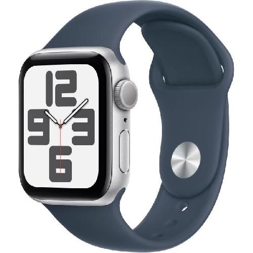Montre Bluetooth - Montre Connectee - Montre Intelligente Apple Watch SE GPS - 40mm - Boîtier Silver Aluminium - Bracelet Storm Blue Sport Band - M/L