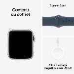 Montre Bluetooth - Montre Connectee - Montre Intelligente Apple Watch SE GPS - 40mm - Boîtier Silver Aluminium - Bracelet Storm Blue Sport Band - S/M