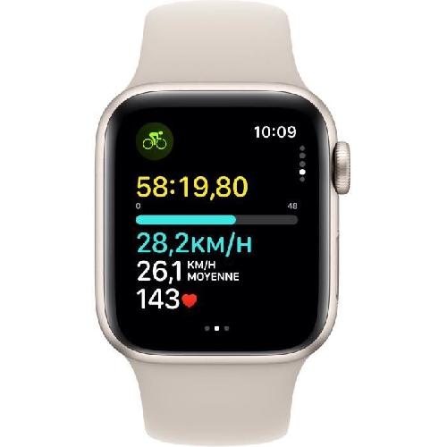 Montre Bluetooth - Montre Connectee - Montre Intelligente Apple Watch SE GPS - 40mm - Boîtier Starlight Aluminium - Bracelet Starlight Sport Band - M/L