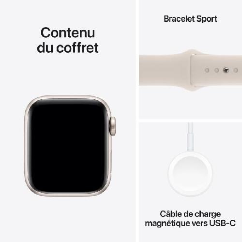 Montre Bluetooth - Montre Connectee - Montre Intelligente Apple Watch SE GPS - 40mm - Boîtier Starlight Aluminium - Bracelet Starlight Sport Band - S/M