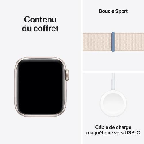 Montre Bluetooth - Montre Connectee - Montre Intelligente Apple Watch SE GPS - 40mm - Boitier Starlight Aluminium - Bracelet Starlight Sport Loop
