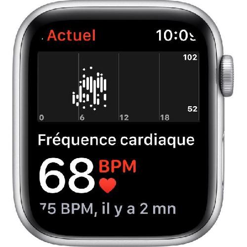 Montre Bluetooth - Montre Connectee Apple Watch SE GPS. 44mm Boitier en Aluminium Argent avec Bracelet Sport Blanc