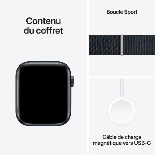 Montre Bluetooth - Montre Connectee - Montre Intelligente Apple Watch SE GPS - 44mm - Boîtier Midnight Aluminium - Bracelet Midnight Sport Loop