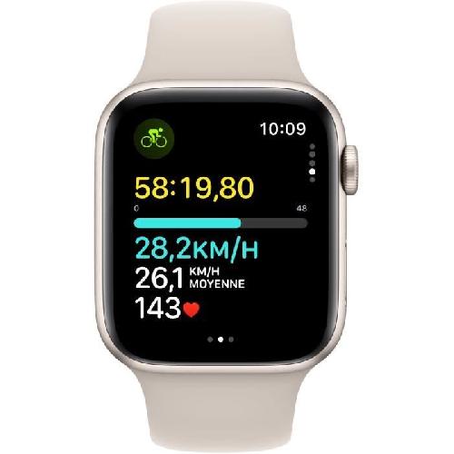 Montre Bluetooth - Montre Connectee - Montre Intelligente Apple Watch SE GPS - 44mm - Boîtier Starlight Aluminium - Bracelet Starlight Sport Band - M/L