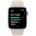 Montre Bluetooth - Montre Connectee - Montre Intelligente Apple Watch SE GPS - 44mm - Boîtier Starlight Aluminium - Bracelet Starlight Sport Band - S/M