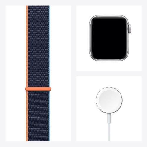 Montre Bluetooth - Montre Connectee Apple Watch SE GPS + Cellular. 40mm Boitier en Aluminium Argent avec Bracelet Sport Bleu Intense