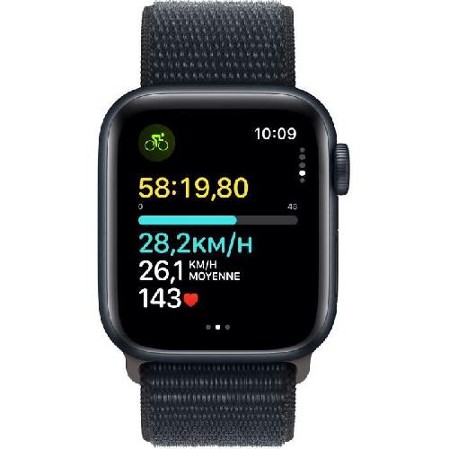 Montre Bluetooth - Montre Connectee - Montre Intelligente Apple Watch SE GPS + Cellular - 40mm - Boîtier Midnight Aluminium - Bracelet Midnight Sport Loop