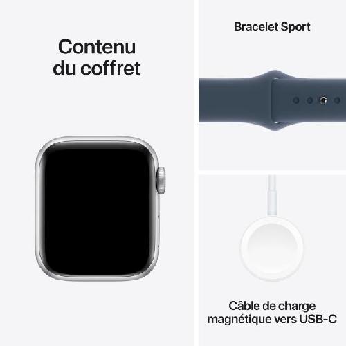 Montre Bluetooth - Montre Connectee - Montre Intelligente Apple Watch SE GPS + Cellular - 40mm - Boîtier Silver Aluminium - Bracelet Storm Blue Sport Band - M/L