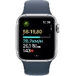 Montre Bluetooth - Montre Connectee - Montre Intelligente Apple Watch SE GPS + Cellular - 40mm - Boîtier Silver Aluminium - Bracelet Storm Blue Sport Band - S/M