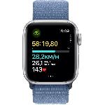 Montre Bluetooth - Montre Connectee - Montre Intelligente Apple Watch SE GPS + Cellular - 40mm - Boîtier Silver Aluminium - Bracelet Winter Blue Sport Loop