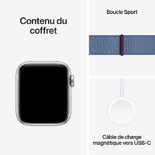 Montre Bluetooth - Montre Connectee - Montre Intelligente Apple Watch SE GPS + Cellular - 40mm - Boîtier Silver Aluminium - Bracelet Winter Blue Sport Loop