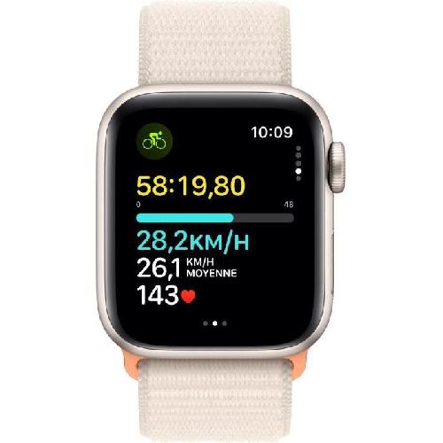 Montre Bluetooth - Montre Connectee - Montre Intelligente Apple Watch SE GPS + Cellular - 40mm - Boîtier Starlight Aluminium - Bracelet Starlight Sport Loop
