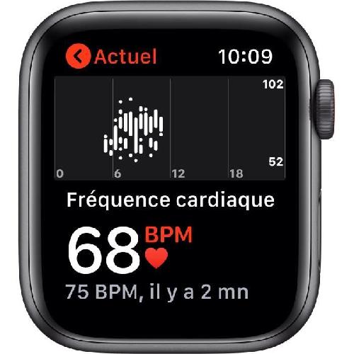 Montre Bluetooth - Montre Connectee Apple Watch SE GPS + Cellular. 44mm Boitier en Aluminium Gris Sideral avec Bracelet Sport Charbon