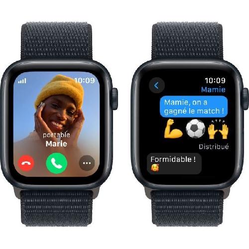 Montre Bluetooth - Montre Connectee - Montre Intelligente Apple Watch SE GPS + Cellular - 44mm - Boitier Midnight Aluminium - Bracelet Midnight Sport Loop
