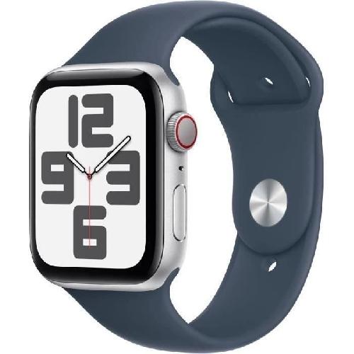 Montre Bluetooth - Montre Connectee - Montre Intelligente Apple Watch SE GPS + Cellular - 44mm - Boitier Silver Aluminium - Bracelet Storm Blue Sport Band - M-L