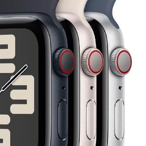 Montre Bluetooth - Montre Connectee - Montre Intelligente Apple Watch SE GPS + Cellular - 44mm - Boitier Silver Aluminium - Bracelet Storm Blue Sport Band - M-L