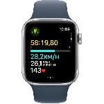 Montre Bluetooth - Montre Connectee - Montre Intelligente Apple Watch SE GPS + Cellular - 44mm - Boitier Silver Aluminium - Bracelet Storm Blue Sport Band - S-M