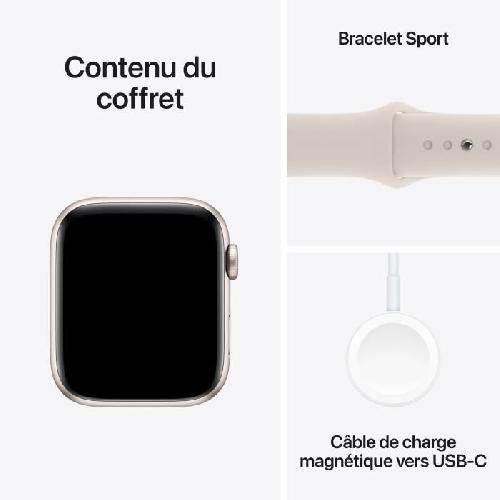 Montre Bluetooth - Montre Connectee - Montre Intelligente Apple Watch SE GPS + Cellular - 44mm - Boitier Starlight Aluminium - Bracelet Starlight Sport Band - S-M