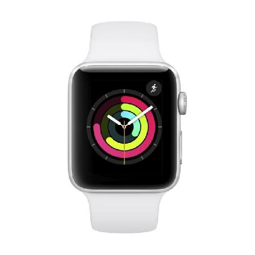 Montre Bluetooth - Montre Connectee Apple Watch Series 3 GPS. 42mm Boitier en aluminium argente avec bracelet sport blanc