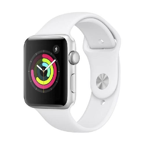 Montre Bluetooth - Montre Connectee Apple Watch Series 3 GPS. 42mm Boitier en aluminium argente avec bracelet sport blanc