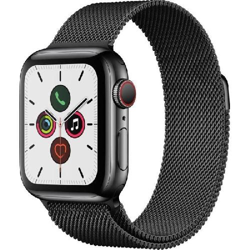 Montre Bluetooth - Montre Connectee Apple Watch Series 5 Cellular 40 mm Boitier en Acier Inoxydable Noir Sideral avec Bracelet Milanais Noir Sideral - S-M