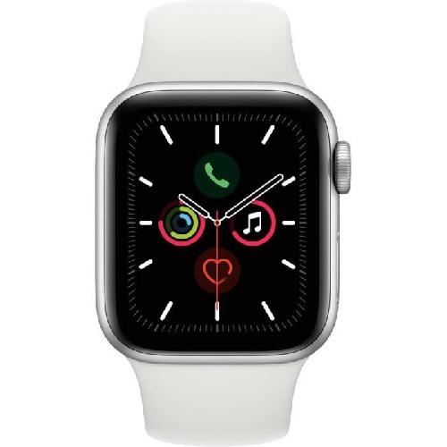 Montre Bluetooth - Montre Connectee Apple Watch Series 5 Cellular 40 mm Boitier en Aluminium Argent avec Bracelet Sport Blanc - S-M