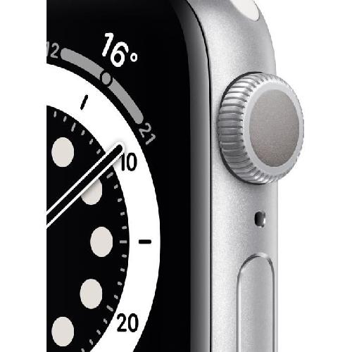 Montre Bluetooth - Montre Connectee Apple Watch Series 6 GPS. 40mm Boitier en Aluminium Argent avec Bracelet Sport Blanc