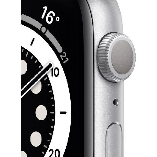 Montre Bluetooth - Montre Connectee Apple Watch Series 6 GPS. 44mm Boitier en Aluminium Argent avec Bracelet Sport Blanc
